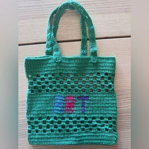 Venessa Arizaga Art Crochet Tote in Green NWOT
